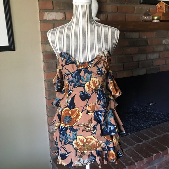 For Love And Lemons Dresses & Skirts - For Love & Lemons Floral Off Shoulder Mini Dress